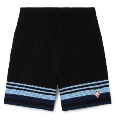 CASABLANCA Tennis Cotton Crochet Shorts In Black