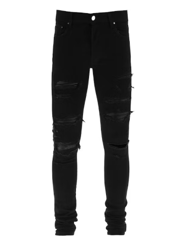 Amiri MX1 Leather Trasher jeans Denim Black
