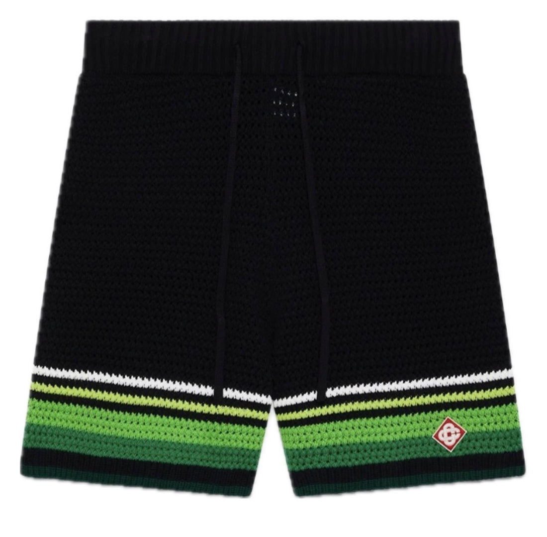 CASABLANCA Tennis Cotton Crochet Shorts In Blk/green