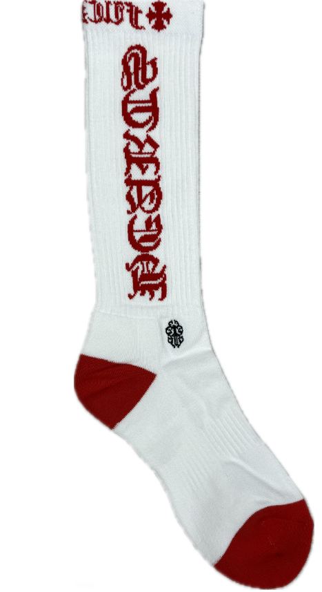Chrome Hearts Hairy Dagger White/Red Socks
