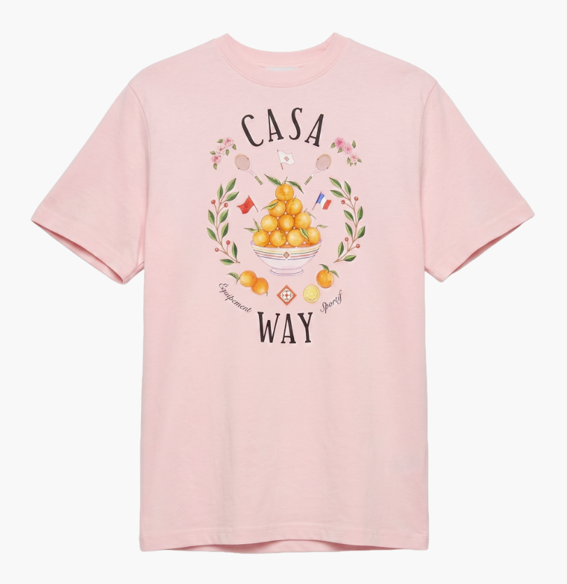 CASABLANCA Front Casa Way Printed T-Shirt Pink