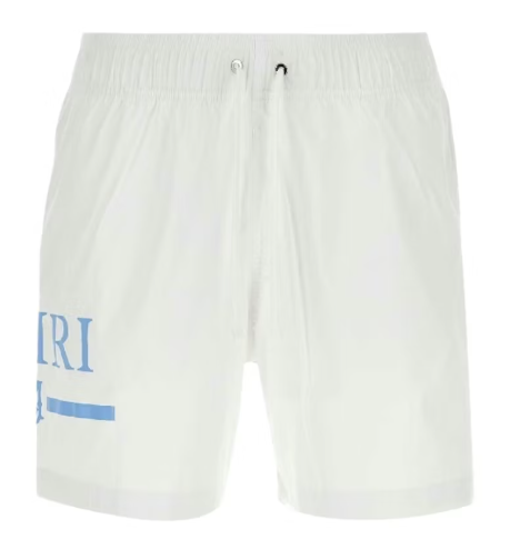 Amiri MA Bar Logo Swim Trunks White