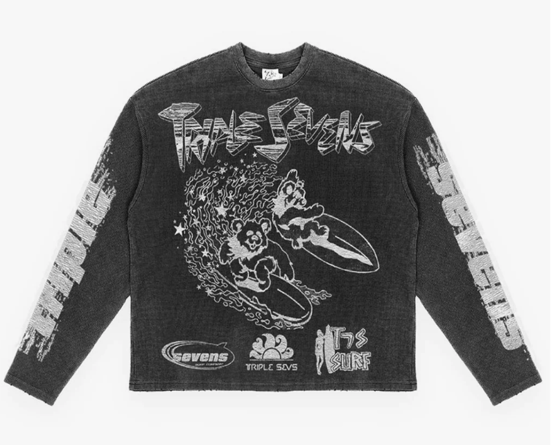 Triple Sevens ASV2 Waffle Knit L/S Tee Black