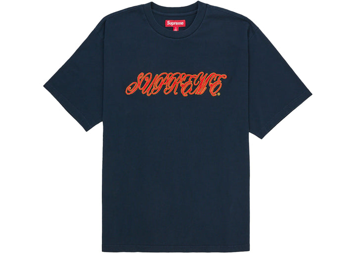 Supreme Raised Script S/S Top Navy