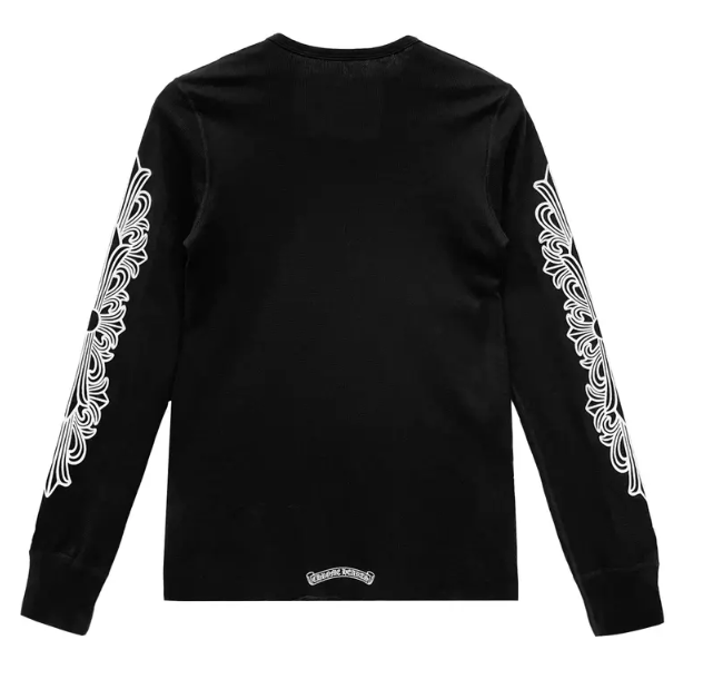 Chrome Hearts Horseshoe Floral Sleeve Waffle Thermal Shirt blk
