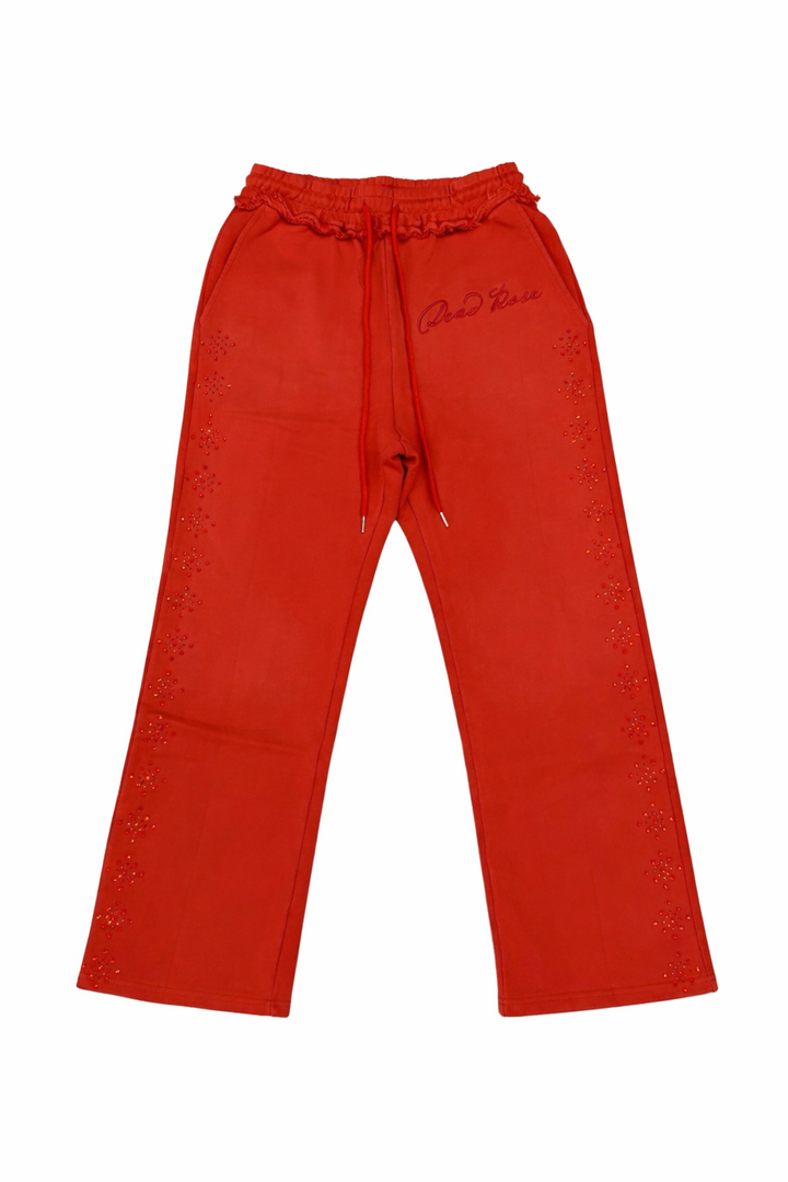 Dead Rose Orange Rhinestone Sweats