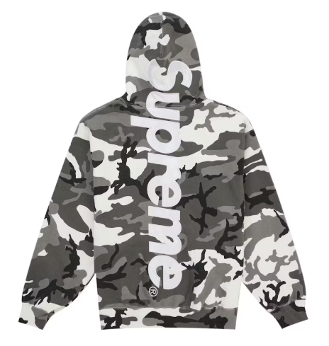 Supreme Satin Applique Hooded Sweatshirt Snow Camo