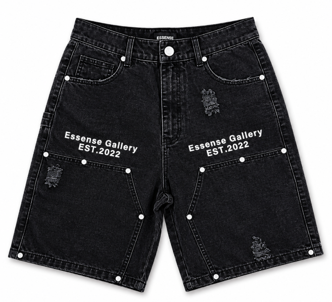 Essense Gallery Double Knee Shorts Black